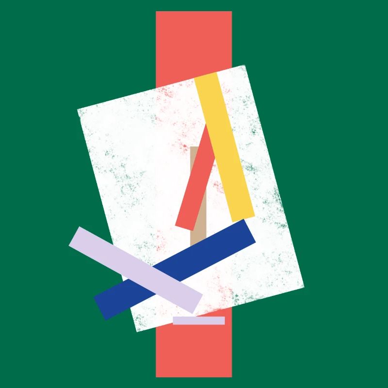 Abstract color block pattern distorted face