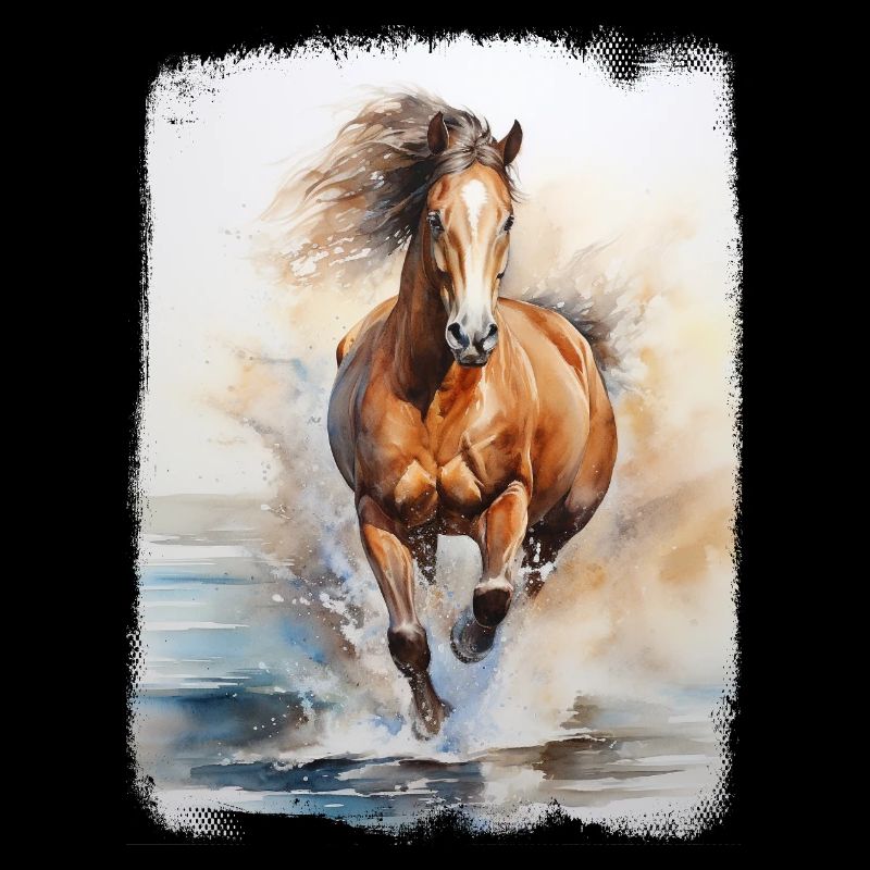 Wildpferd Natur Strand Wasser Spritzer Dynamik