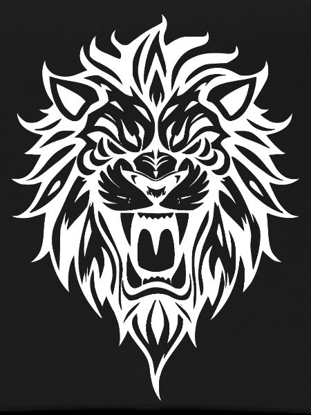 Powerful lion head silhouette