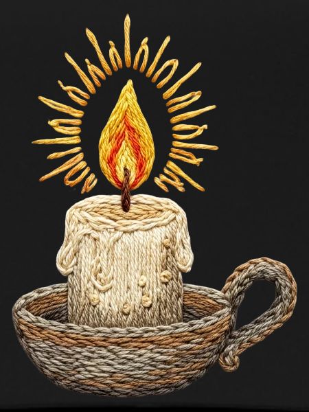 Embroidered candle – atmospheric light (printed)