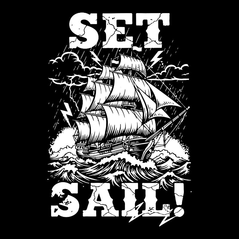 Set Sail Navire Tempête Vintage