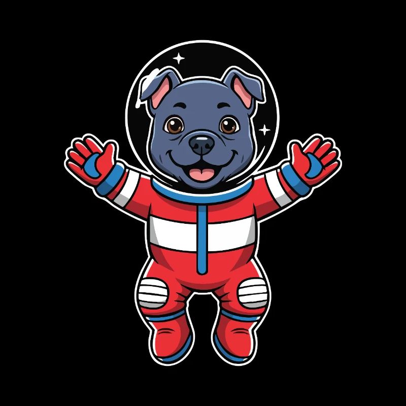 Chien Staffy Astronaute Espace Couleur