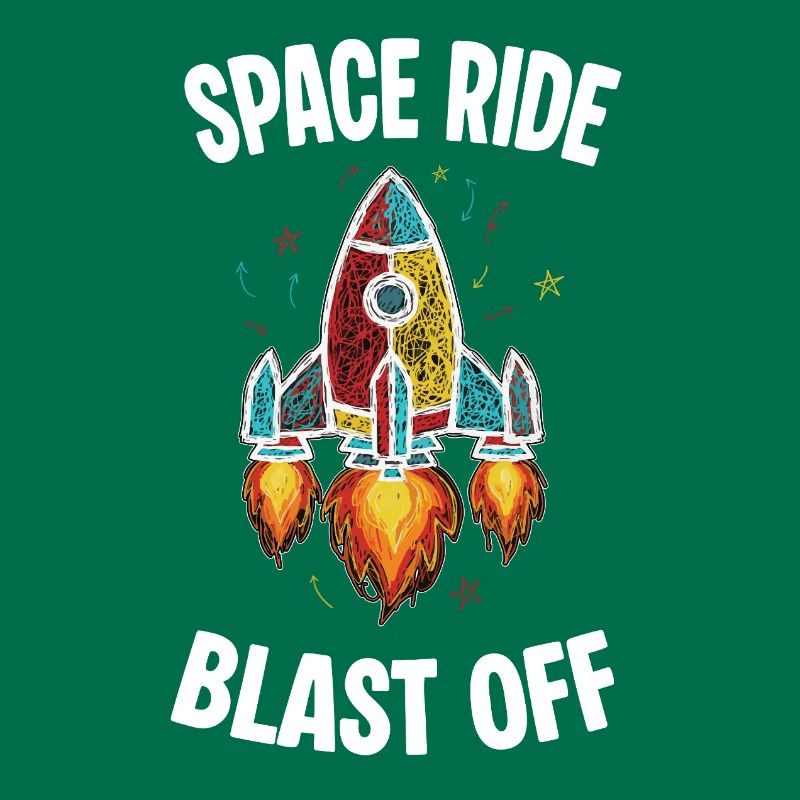 Space Rocket Retro Scribble Blast Off
