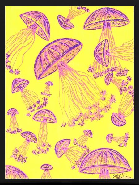 Méduse psychédélique jaune violet