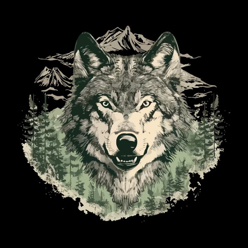 Wolf Art Head Wolf’s Head Nature Wilderness Vintage