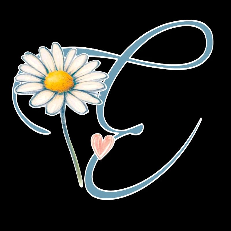 Lettre E Daisy Heart