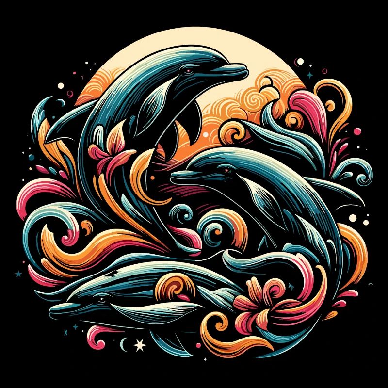 Dauphins dans les vagues