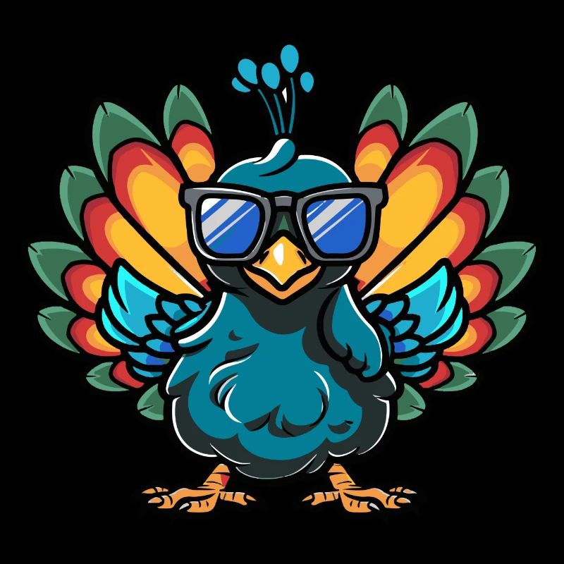 Oiseau Paon Bande Dessinée Cool