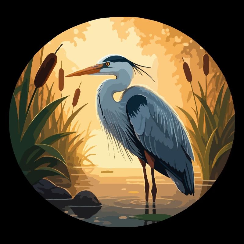 Blue Heron by Backlight