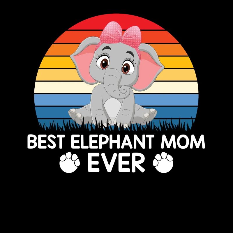 Éléphant Éléphant Mama Enfant Coucher de soleil Rétro