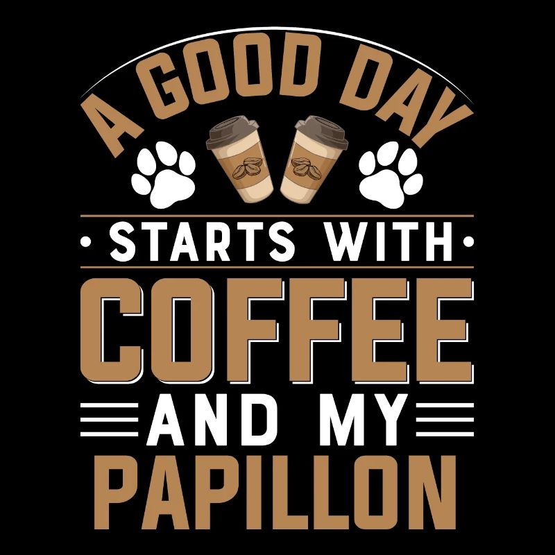 Continental Dwarf Spaniel Papillon Drinking Coffee