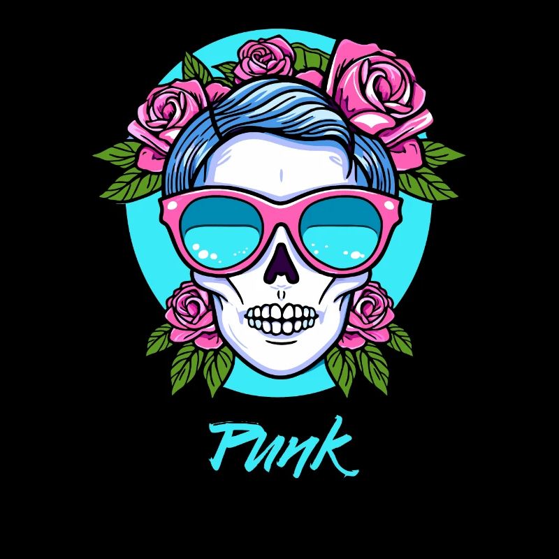 Punk skull and roses