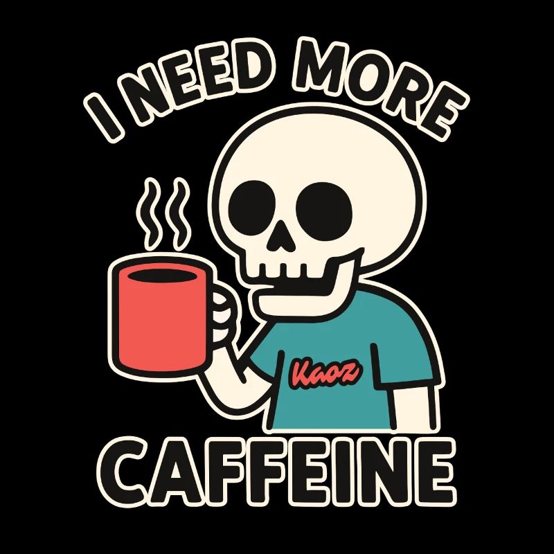 lustiges Skelett braucht mehr Koffein oder Kaffee