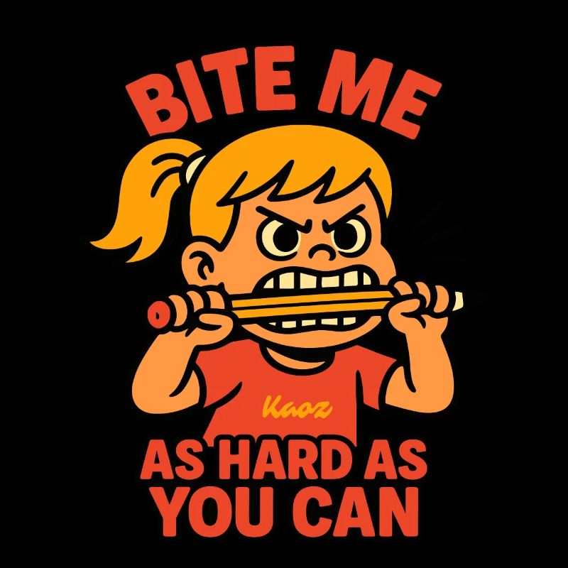 Beiß mich! Comic-Mädchen mit Wutanfall