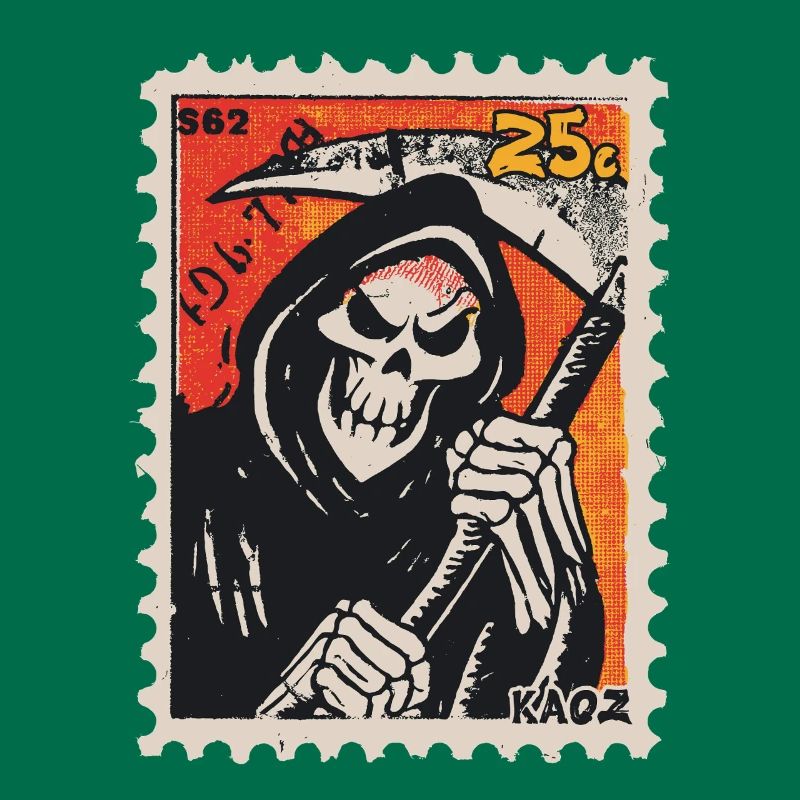 Bande dessinée Grim Reaper sur timbre-poste