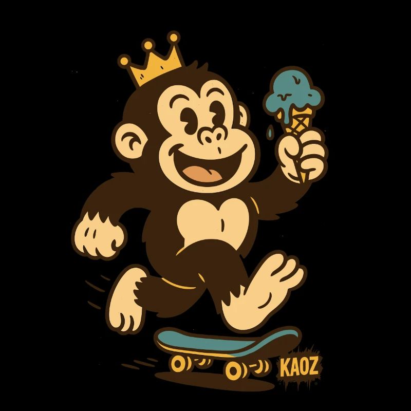 Monkey King on Skateboard with Cream & Crown