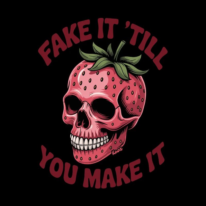 Crâne de fraise avec dicton effronté