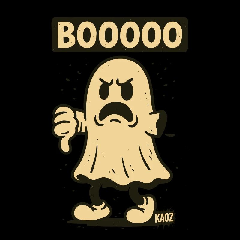 Angry Ghost with Lettering Booooo