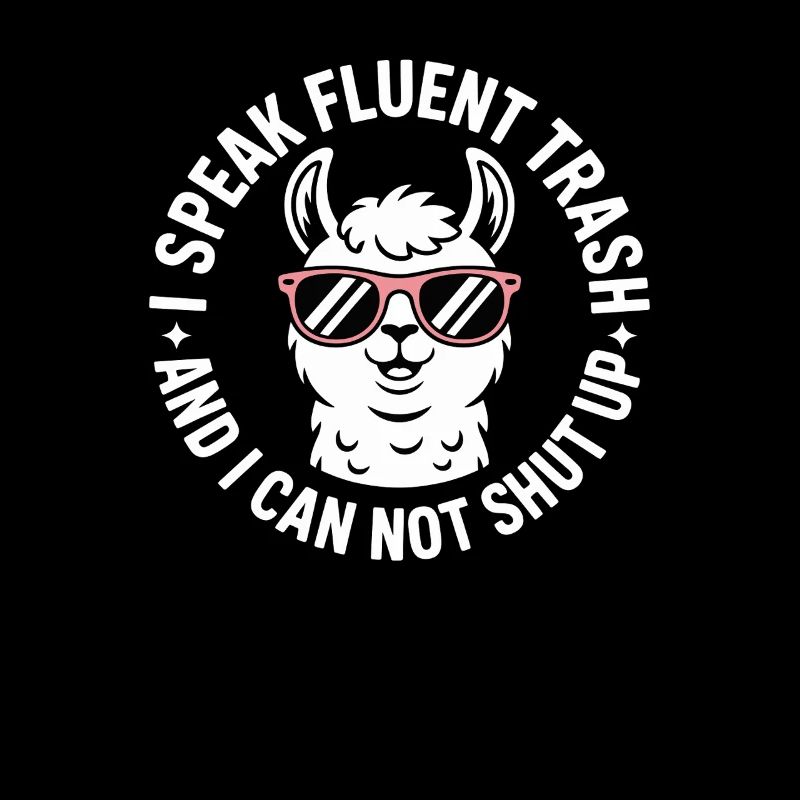 Llama with sunglasses and saying