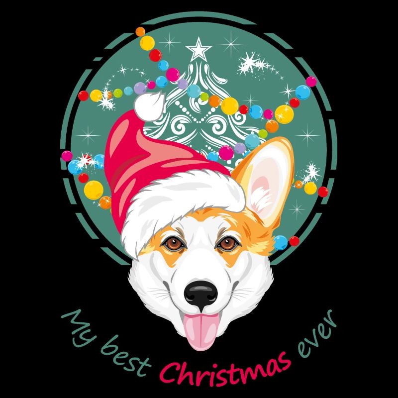 Fröhlicher walisischer Corgi mit Weihnachtsmannmütze
