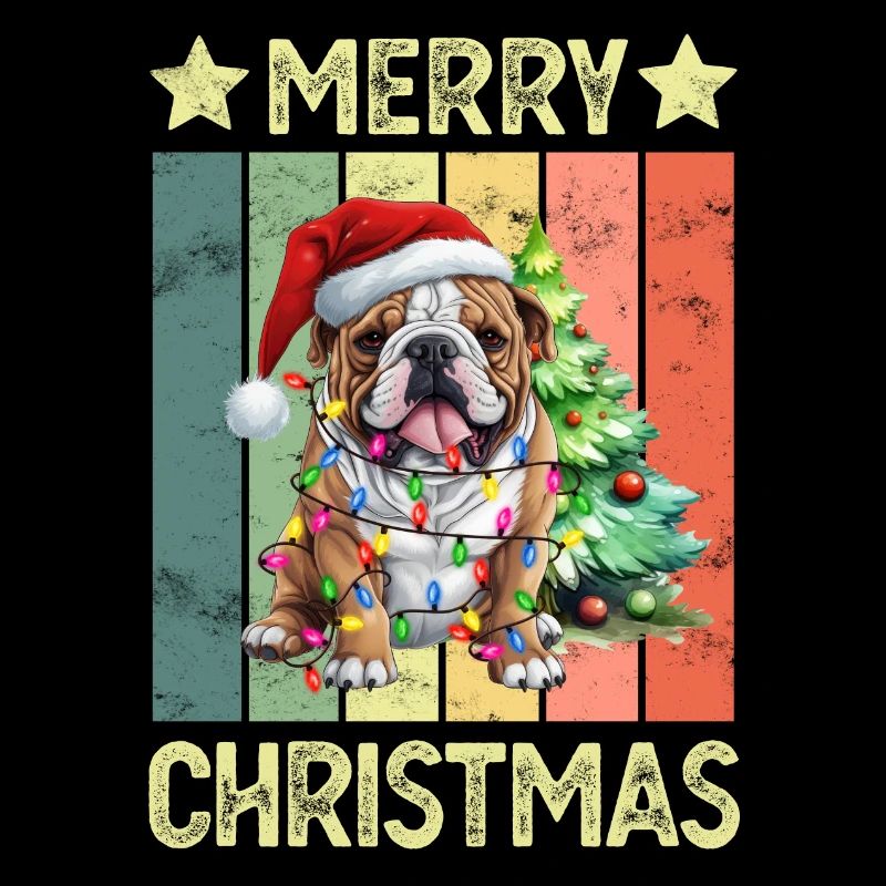 Chien bouledogue anglais Noël