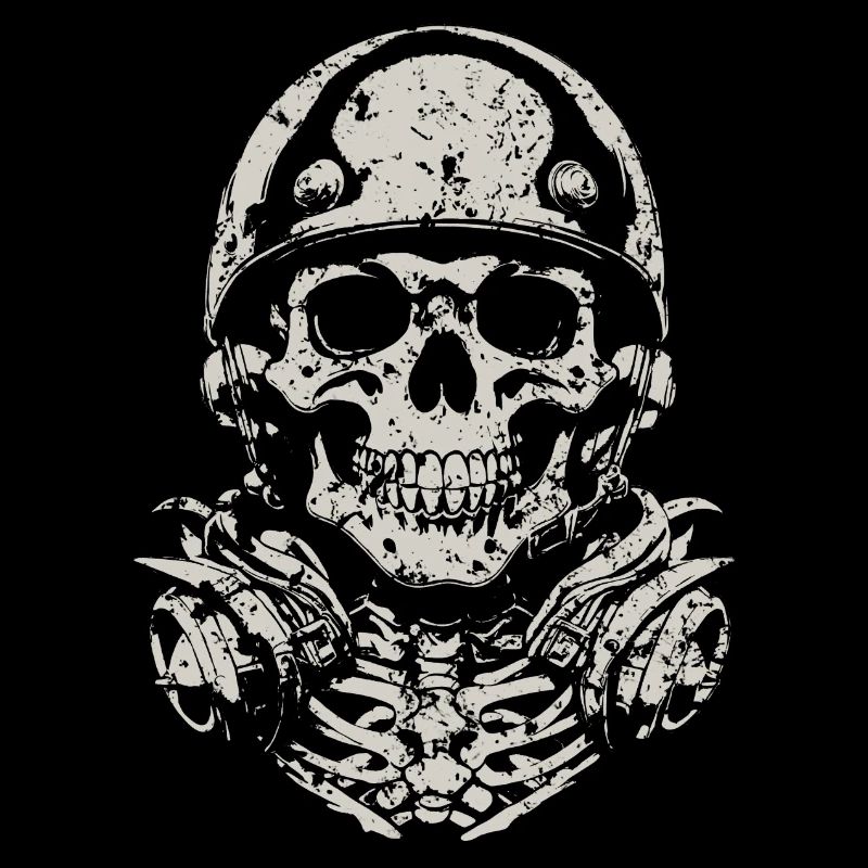Skull with helmet
