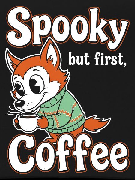 Cuddly fox with coffee motif
