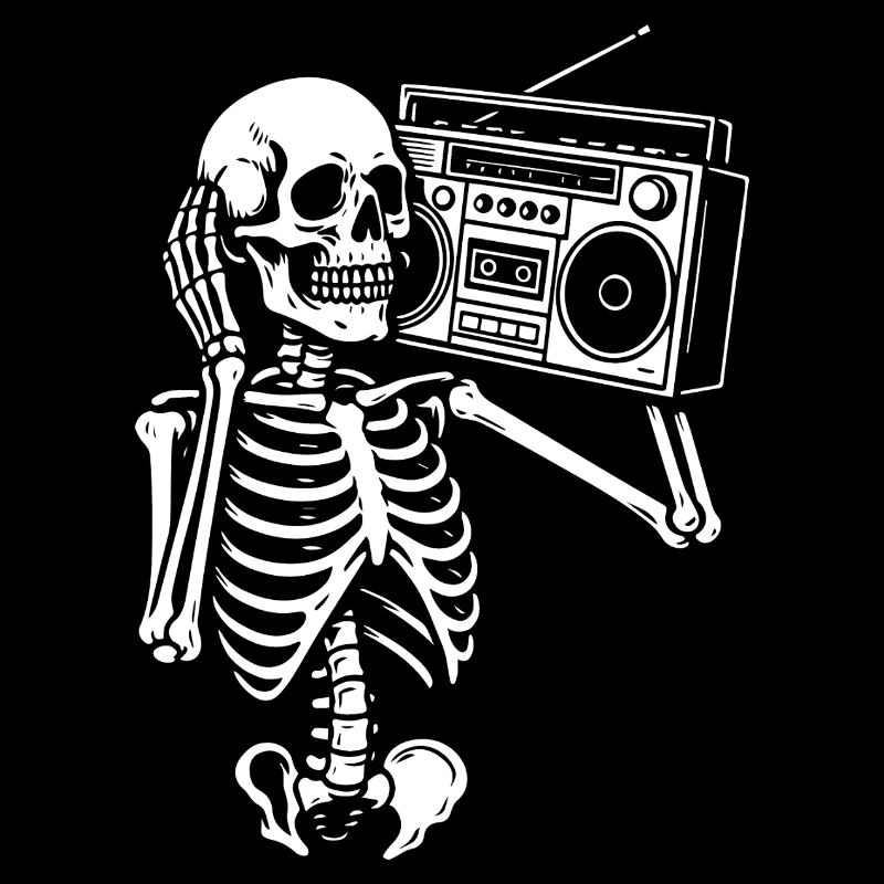 Skeleton Boombox Retro Groove