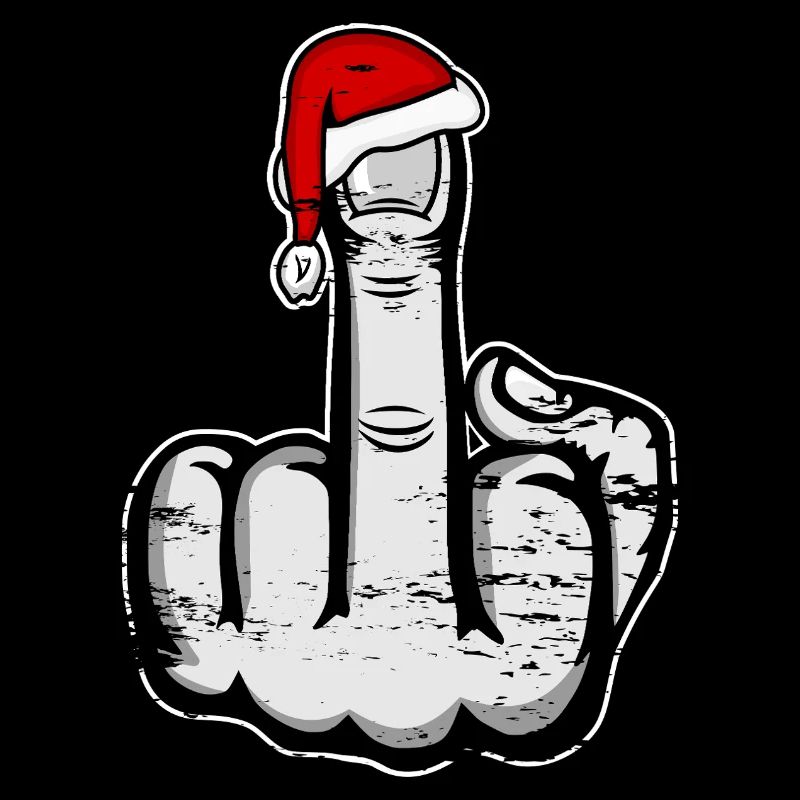 Christmas Middle Finger with Santa Hat