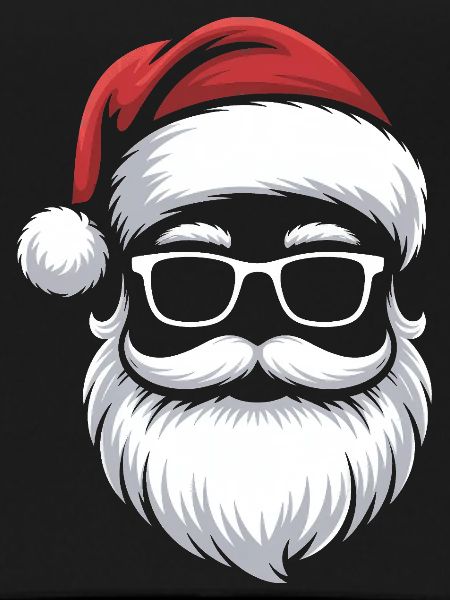 Weihnachtsmann mit Schnurrbart Brille