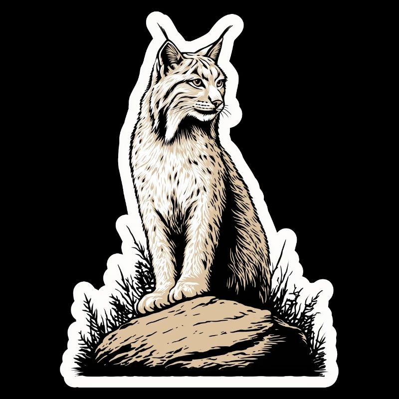Lynx Rock Portrait Wildcat Nature