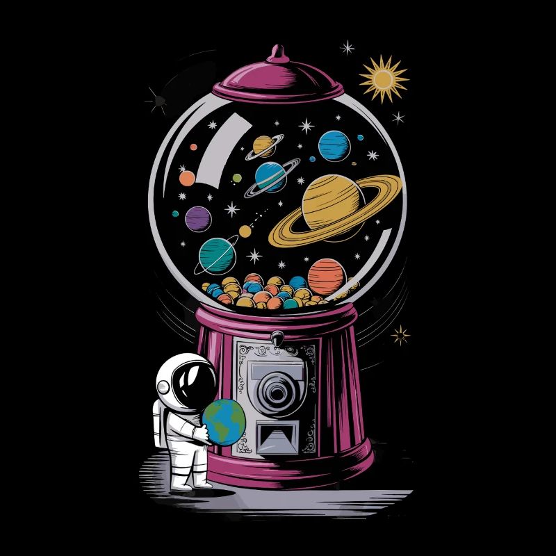 Chewing Gum Machine Astronaut Planet Universe