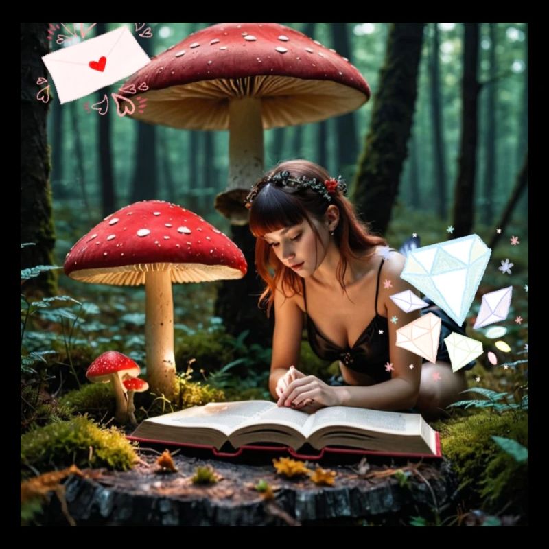 Reading in the magical forest.
