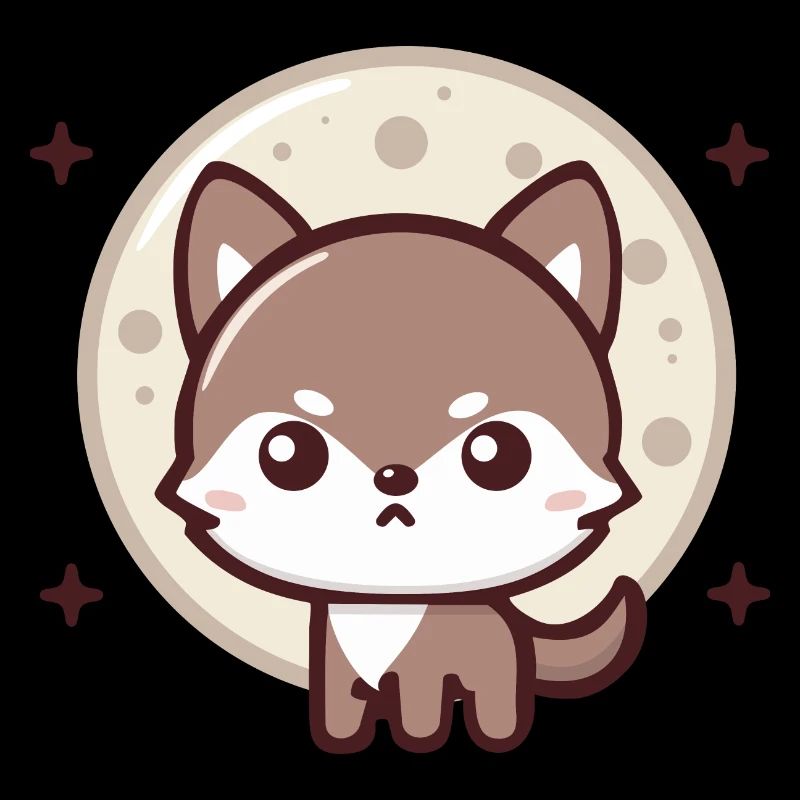 Moonlight Spirit: Chibi Wolf with Moon