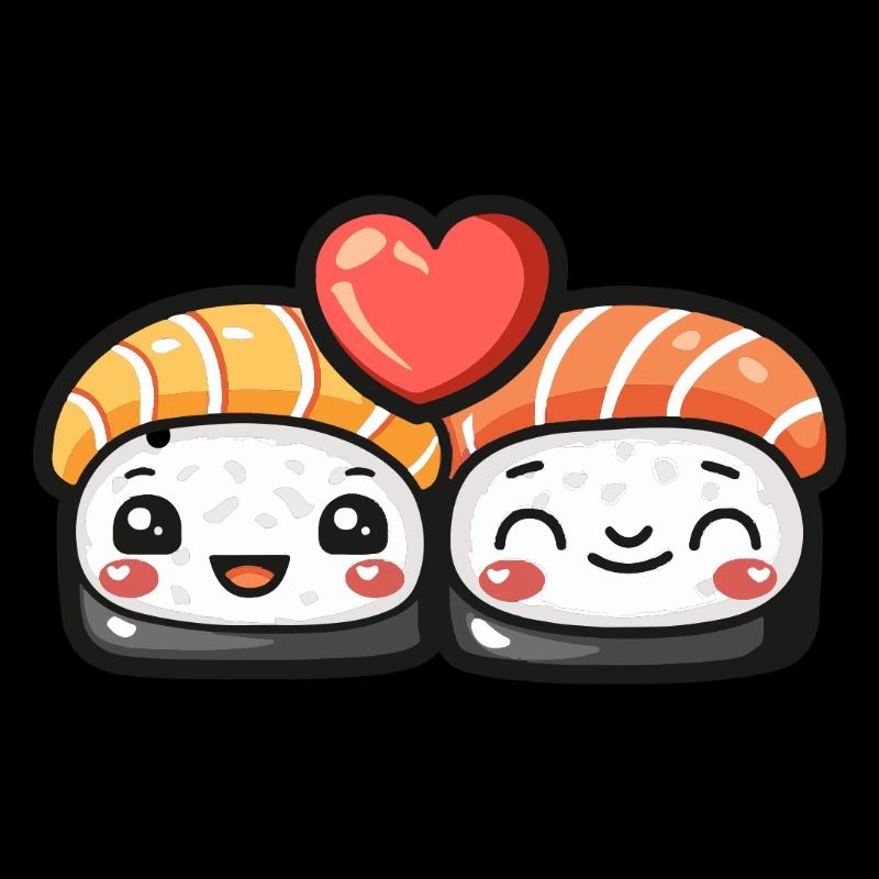 Sushi Paar Liebe Herz Comic