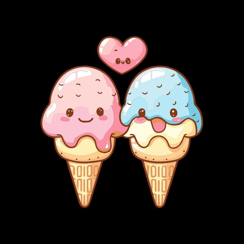 Eis Paar Liebe Herz Comic