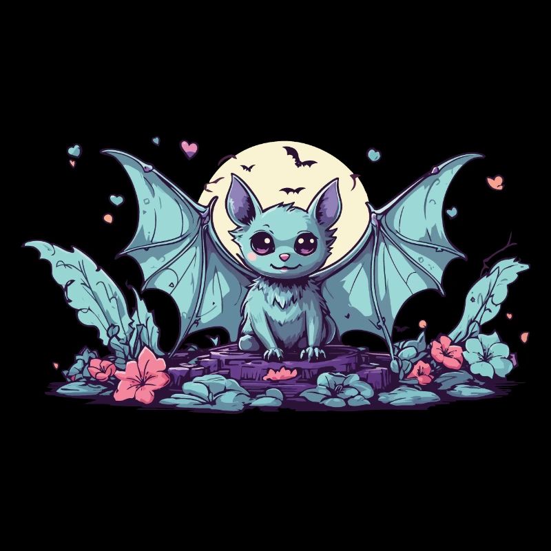 Kawaii Goth chauve-souris Pastel Halloween Design