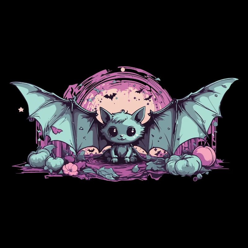 Goth Pastel Kawaii Bat Anime Style