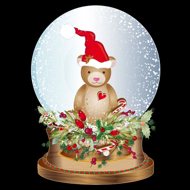 beautiful nostalgic snow globe with teddy bear