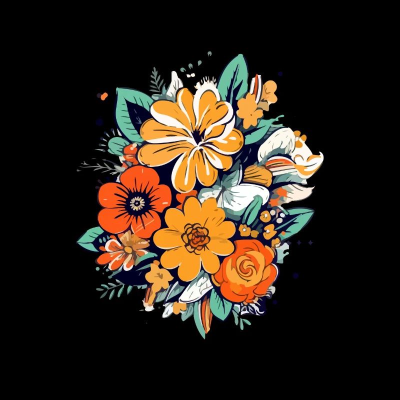 Bouquet de fleurs type années 70