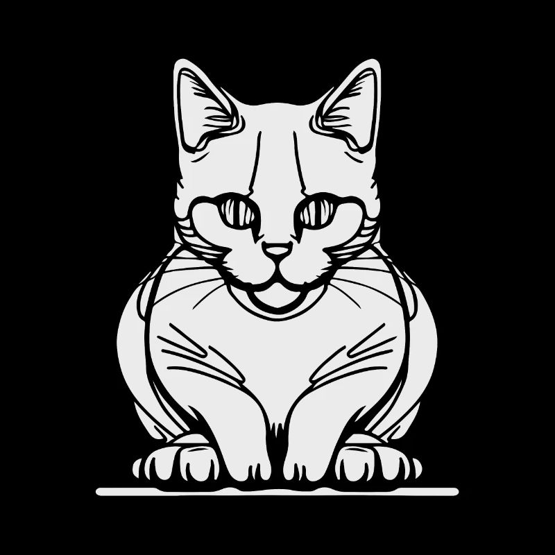 Chat assis d’une ligne