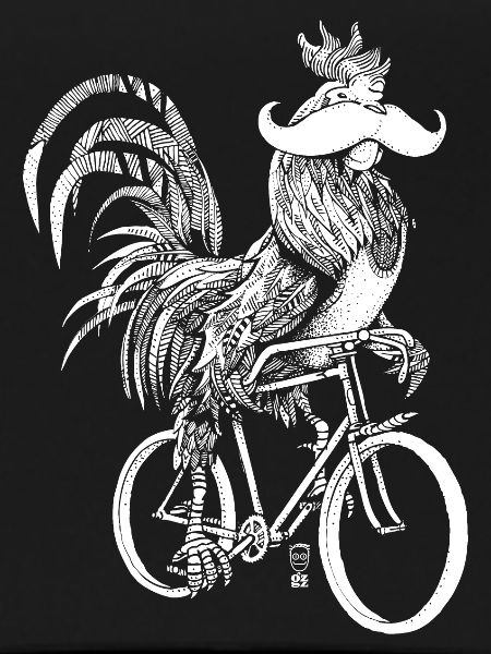 Rooster & Bicycles - white version