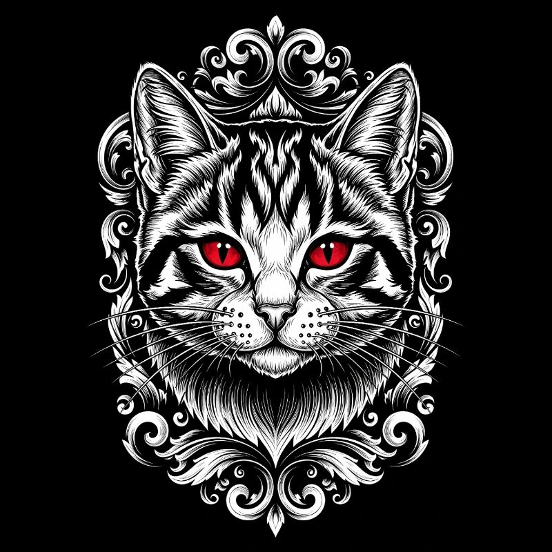 Gothic Cat with Purple Eyes - Cute Kitten