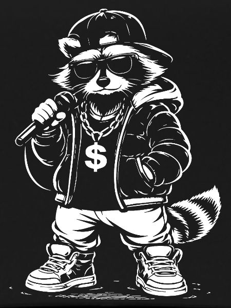 Rappender Waschbär mit Bling