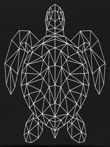 Geometric Sea Turtle White Silhouette