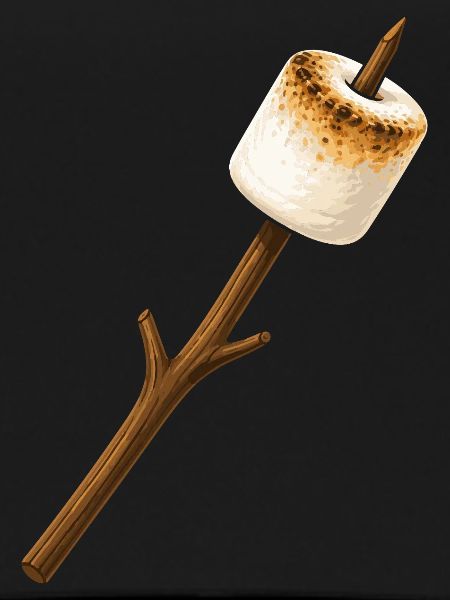 Roasted marshmallow on a stick
