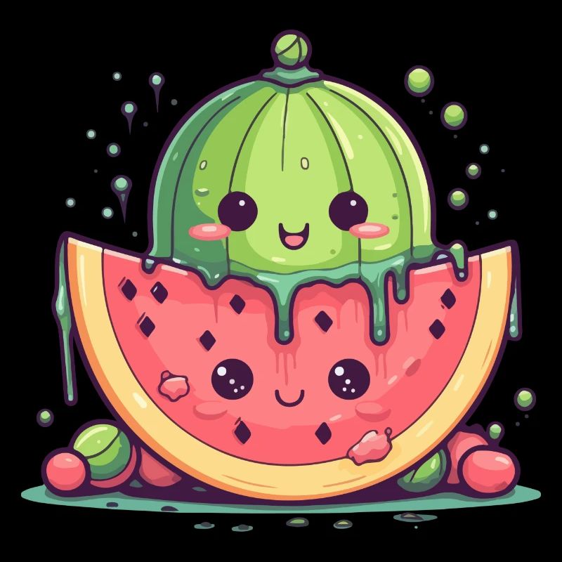 Pastèque et melon kawaii