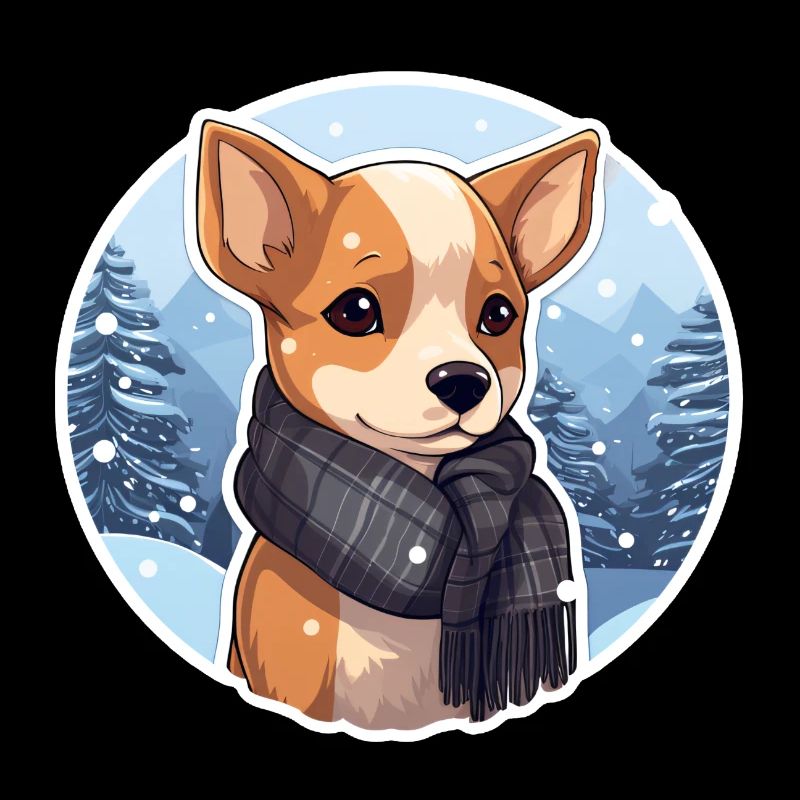 Chien d’hiver avec écharpe dans la neige