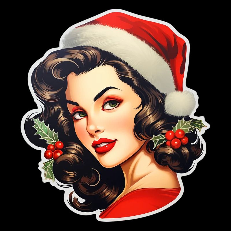 Frau mit Weihnachtsmütze