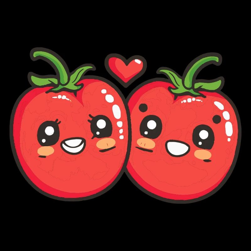 Tomate Paar Liebe Herz Comic